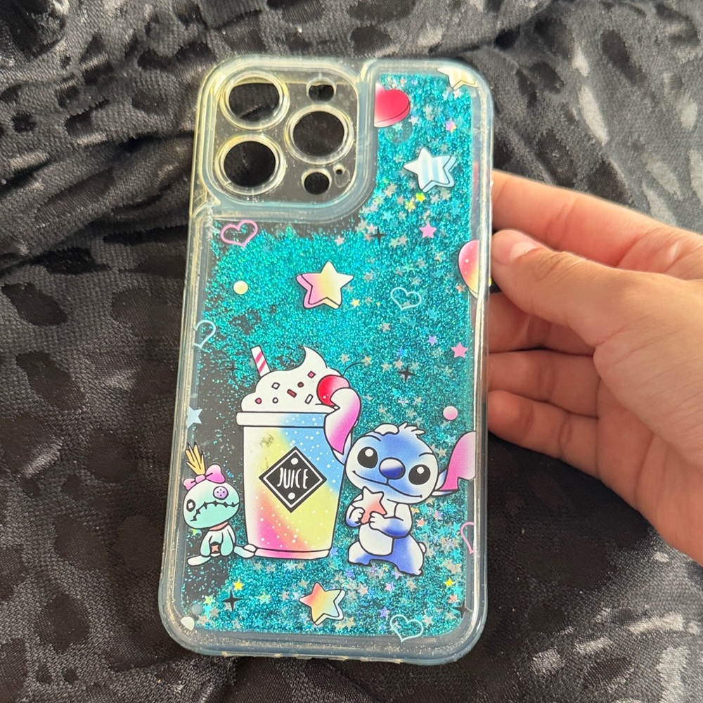 Apple Glittery Teal Cartoon Phone Case